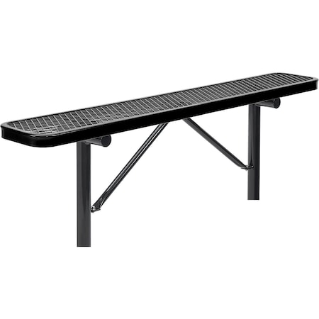 Global Industrial 6ft Outdoor Steel Flat Bench, Expanded Metal, In Ground Mount, Black 277156IBK